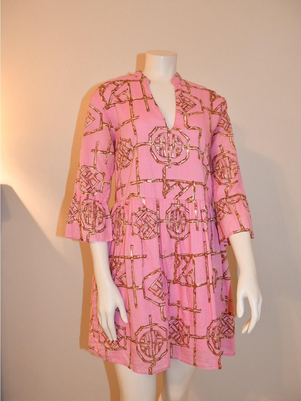 Women’s Jude Connally Pink Geometric V-Neck Mini Dress XS